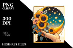 Vintage Postcard Style Half Moon PNG Product Image 2