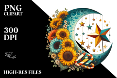 Vintage Postcard Style Half Moon PNG Product Image 2