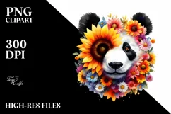 panda made of flowers PNG Product Image 3