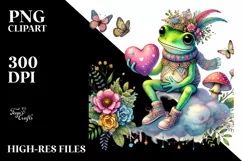 Colorful Frog with Heart PNG Product Image 2