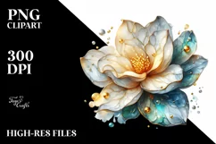 -Like Gardenia with Golden Insertions | Sublimation Clipart Product Image 3