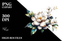 -Like Gardenia with Golden Insertions | Sublimation Clipart Product Image 3