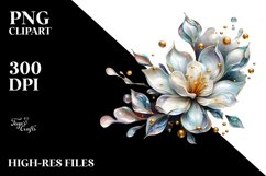 Shiny Golden Gardenia Watercolor Splash Clipart Product Image 3