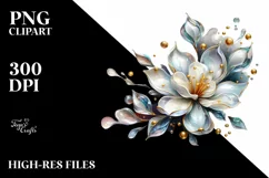 Shiny Golden Gardenia Watercolor Splash Clipart Product Image 3