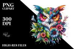 Vibrant Owl with Flowers PNG Product Image 2