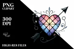 Stained Heart with Arrow, High-Res PNG Product Image 2