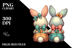 sitting view from back, 2 Vintage Bunnies, PNG Product Image 2