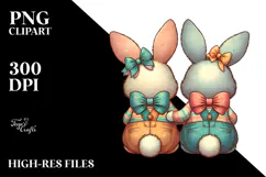 sitting view from back, 2 Vintage Bunnies, PNG Product Image 2