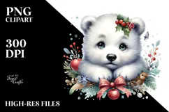 Digital Watercolor Adorned Baby Polar Bear PNG Product Image 2