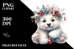 Digital Watercolor Adorned Baby Polar Bear PNG Product Image 2