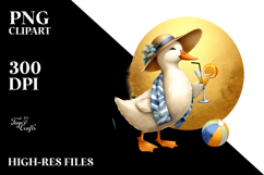 Watercolor Duck with Beachwear PNG Product Image 2