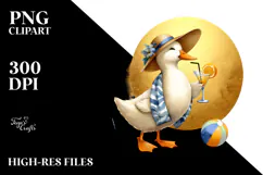 Watercolor Duck with Beachwear PNG Product Image 2