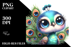 Cute Peacock Big Eyes | Sublimation Clipart Product Image 2
