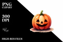 Simple Funny Halloween Clipart with Pumpkin PNG Product Image 3