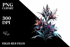 Detailed Lobelia Watercolor Clipart Product Image 3