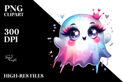 Funny Cute Ghost Watercolour PNG Product Image 2