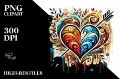 Stained Heart with Arrow, High-Res PNG Product Image 2