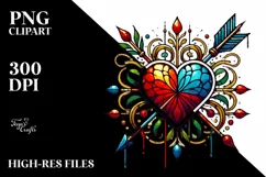 Stained Heart with Arrow, High-Res PNG Product Image 2