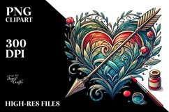 Stained Heart with Arrow, High-Res PNG Product Image 2