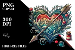 Stained Heart with Arrow, High-Res PNG Product Image 2