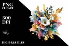 Colorful Bouquet Gold Foil | Sublimation | Clipart Product Image 3