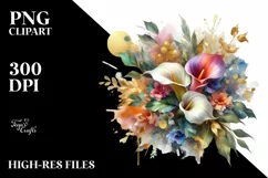 Colorful Bouquet Gold Foil | Sublimation | Clipart Product Image 3
