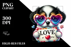 puppy with Heart Shaped Sunglasses PNG Product Image 2