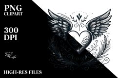 Heart with Wings Vintage Hand Drawn PNG Product Image 2