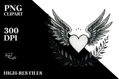 Heart with Wings Vintage Hand Drawn PNG Product Image 2