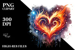 Heart Made of Fire, Digital PNG Product Image 2