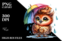 Vibrant Owl in Watercolor, High-Res PNG Product Image 2
