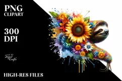 Abstract Watercolor Sloth, Transparent PNG Product Image 3
