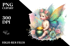 Colorful Baby Fairy with Pot of Gold, PNG Product Image 2