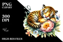 Sleeping Baby Tiger Whimsical PNG Product Image 2