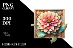 Small Stained Zinnia Frame PNG Product Image 2