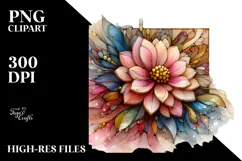 Small Stained Zinnia Frame PNG Product Image 2
