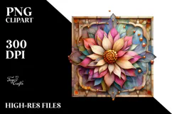 Abstract Stained Zinnia, High-Res PNG Product Image 2