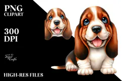 Happy Baby Basset Hound PNG Product Image 2