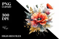 Colorful Vibrant Bouquet Poppy | Sublimation | Clipart Product Image 1