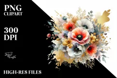 Vibrant Bouquet with Poppy and Splash | Clipart Product Image 1
