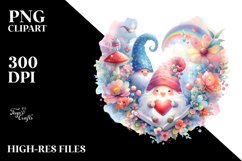 Digital Painting of Adorned Baby Gnome Behind a Heart, PNG Product Image 2