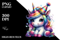 Colorful Baby Unicorn with Party Hat Product Image 2