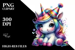 Colorful Baby Unicorn with Party Hat Product Image 3