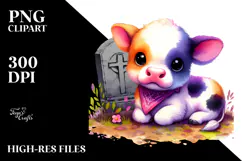 baby Cow Vibrant Drawing | Clipart Product Image 2