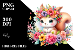 Adorned Squirrel Flower Crown | Clipart Product Image 2