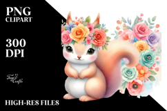 Pastel Flower Crown Squirrel | Clipart Product Image 2