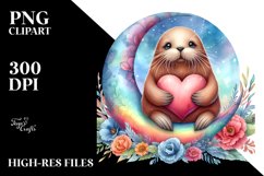 Boho Walrus on Moon Heart PNG Product Image 2