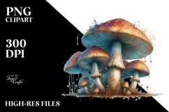 Magical Mushroom Watercolor, PNG Product Image 1