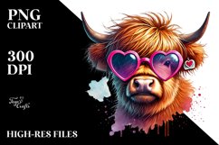 Highland Calf with Heart Sunglasses PNG Product Image 2
