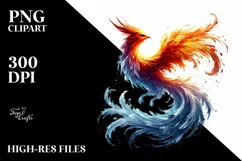 Paint Brush Style Pheonix Fire and Ice PNG Product Image 2